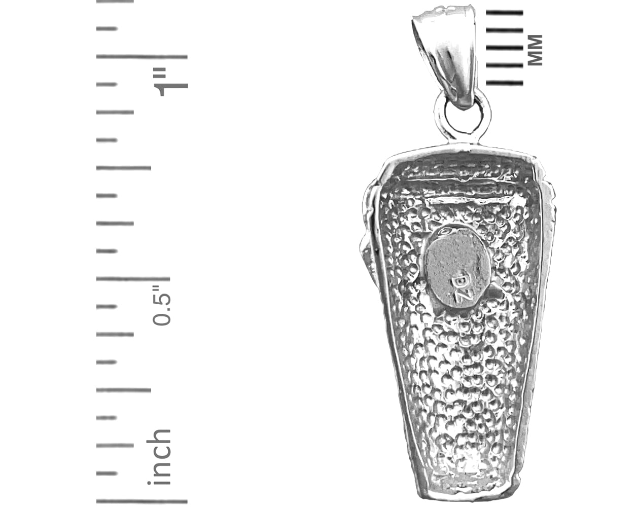 Rhodium Plated 925 Sterling Silver Conga Drum Charm