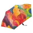 thumbnail image 2 of Abstract Colorful Crowd All Weather Umbrella Triple Folding Parasol 6 Ribs UV Protection Portable, 2 of 8