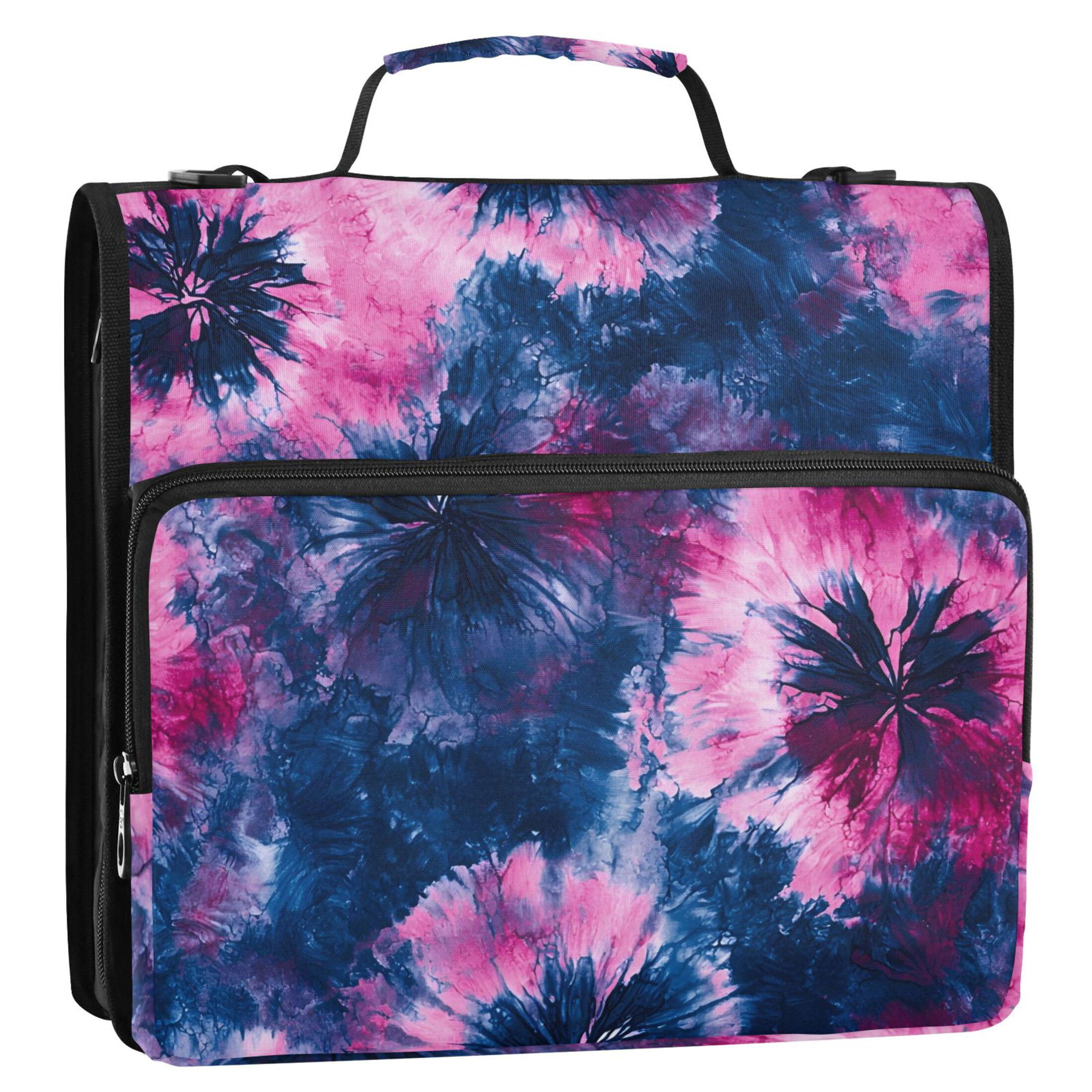 ALAZA Zipper Binder Tie-dye Navy 3 Ring Trapper Keeper File Folder Organizer Bag