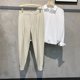 thumbnail image 3 of Pantalones de traje de sastrería social recortados para hombre, de negocios, de seda de hielo, elásticos, de verano, rectos y holgados, 3 of 5