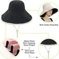 thumbnail image 3 of Sombrero de ala ancha para mujer, sombrero para el sol de algodón, plegable, reversible, con borde con cable, protección UV, verano, playa, viaje, jardín, 3 of 5