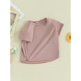 thumbnail image 3 of Bslissey Little Girls Short Sleeve Tops Solid Color Crew Neck T-Shirt Toddler Casual High Low Hem Tee Kids Basic Daily Pullovers 9M 12M 18M 24M 3T 4T 5T 6T 7T, 3 of 9
