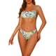 thumbnail image 1 of Conjunto de bikini de dos piezas con estampado de hojas para mujer, con tirantes ajustables y lazo, traje de baño en verde medio, 1 of 5