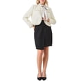 thumbnail image 2 of INSPIRE CHIC Women's Elegant Tweed Jacket Long Sleeve Panel Trim Work Office Blazer S Beige, 2 of 5