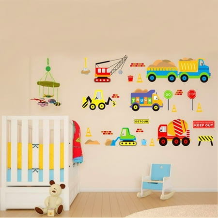 Truck Kids Decor (Removable Wall decorationspaper Sticker Transport Truck Digger Car Art Decal Kids Children Room Nursery)
