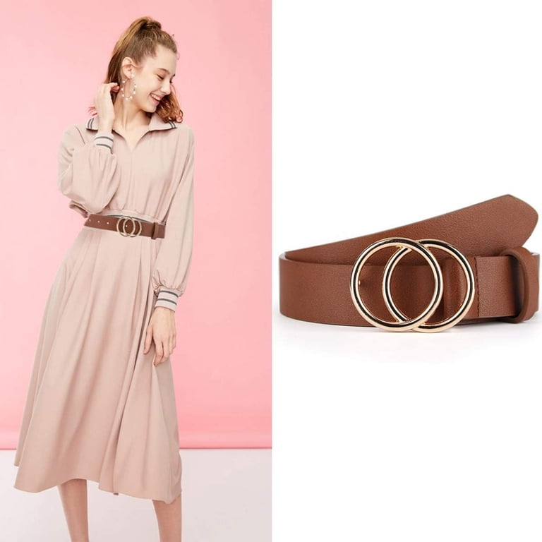 2 Women Belts for Jeans with Fashion Double O-Ring Buckle  display picture 1
