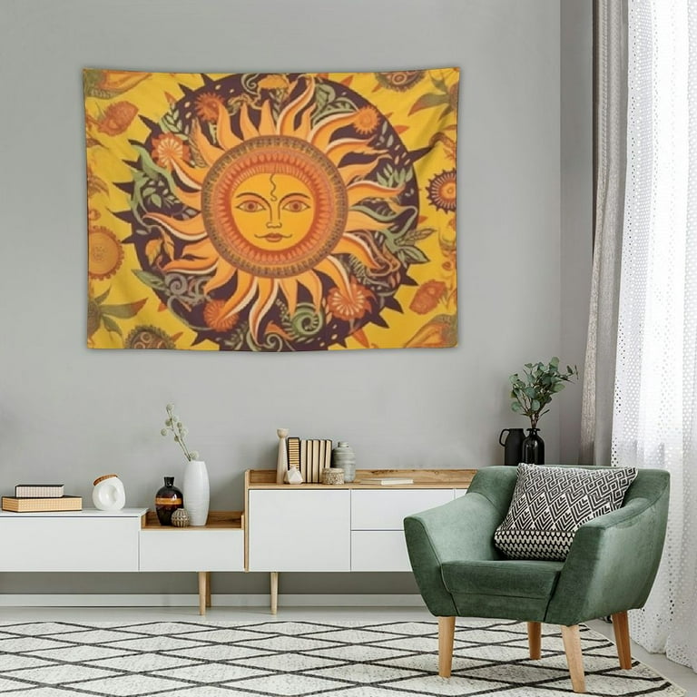 COMIO Orange Sun Tapestry 40x30 Inch Plant Tapestry Vintage Indie Boho Tapestry Wall Hanging with Sunflowers Butterfly Moth Constellation Aesthetic Wall Tapestries Orange Walmart