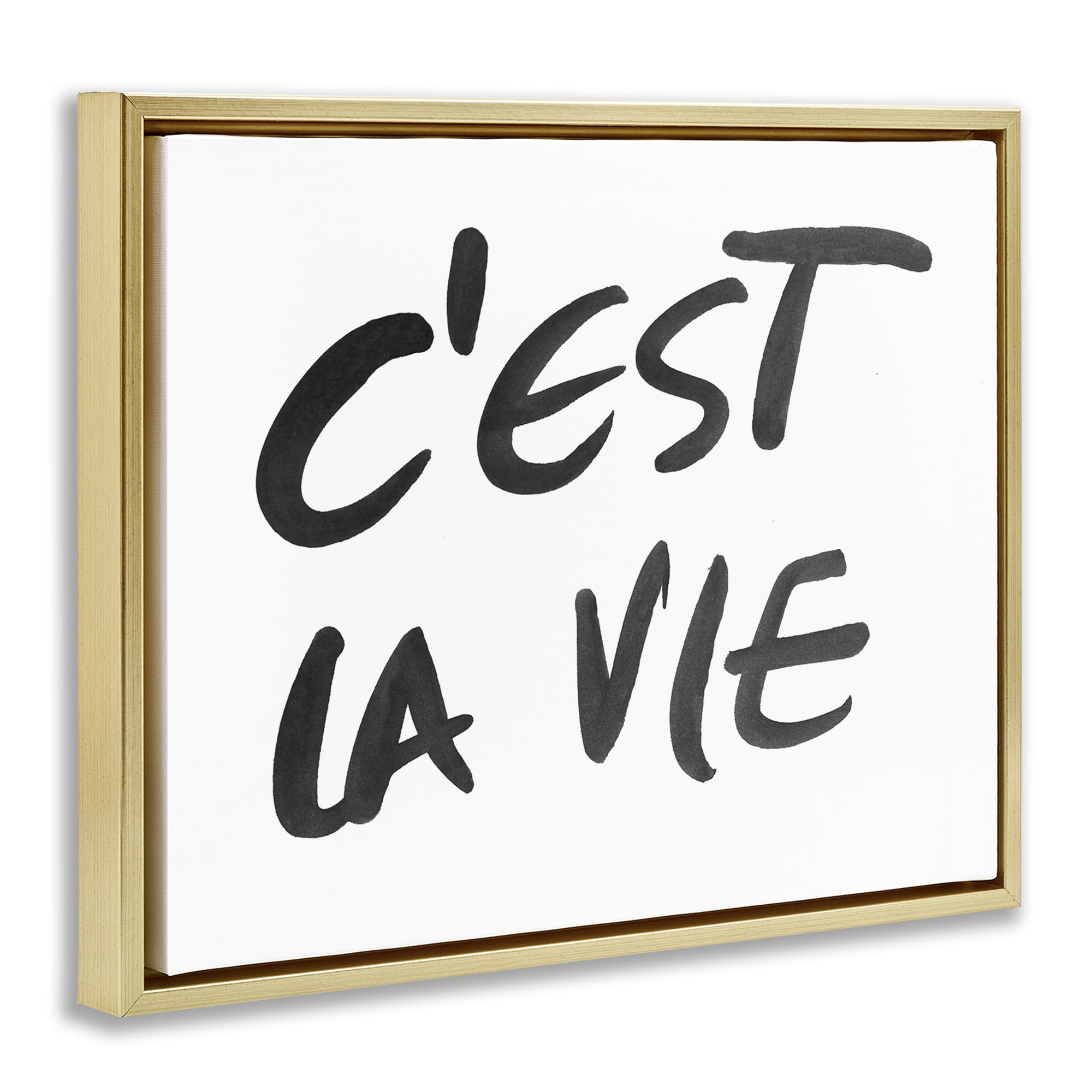 Stupell Industries C'est La Vie Minimal Text Gold Framed Floater Canvas Wall Art, design by SD Graphics Studio