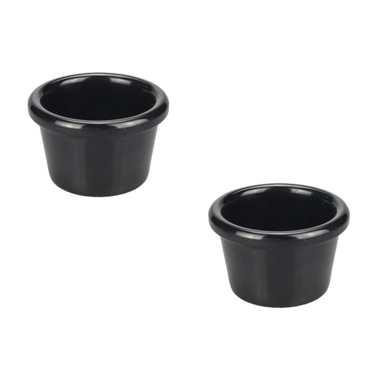 Bestonzon 2pcs Black Melamine Sauce Cups Reusable Sauce Container Small Dipping Bowl for Restaurant Home, Size: 6