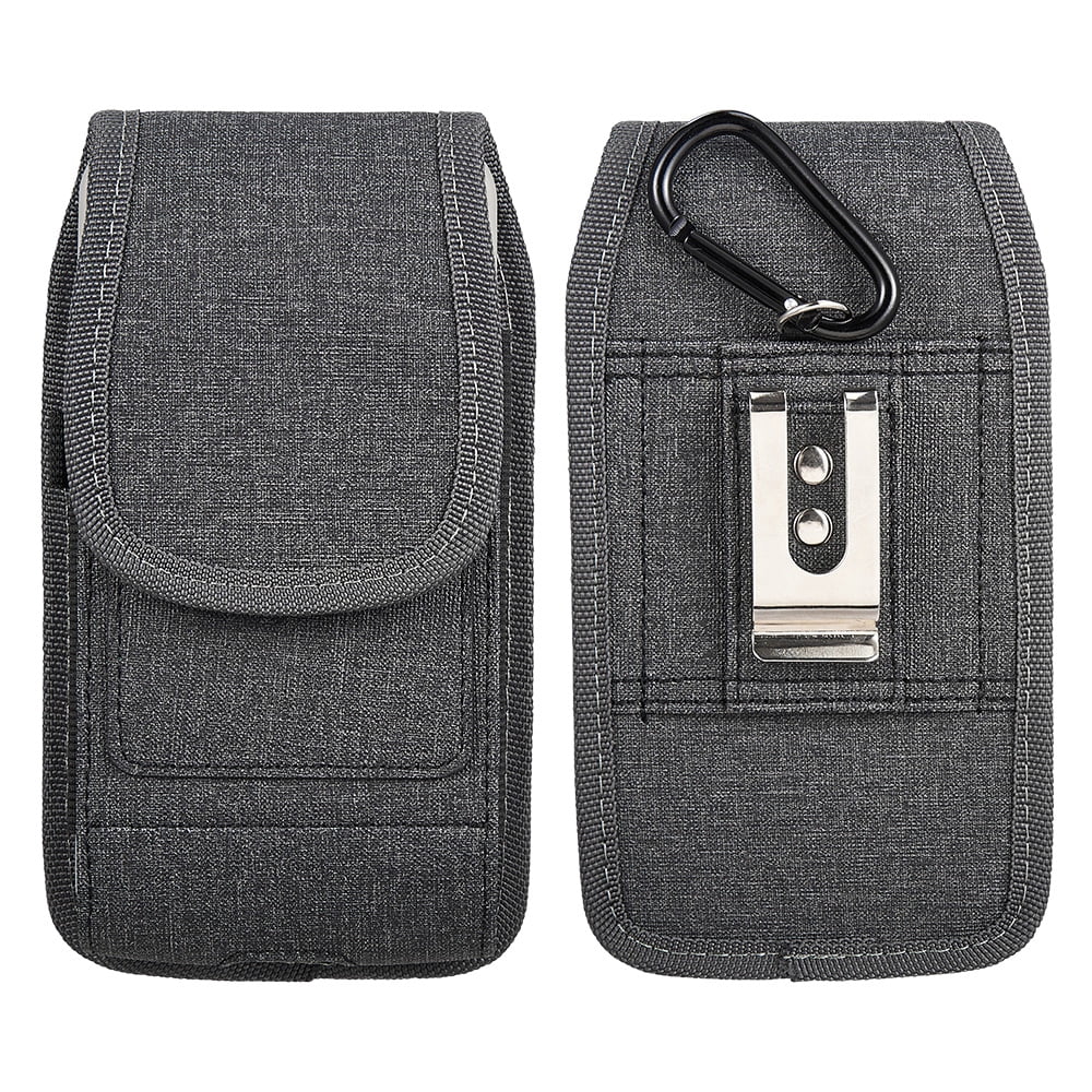 6.5-inch Vertical Universal Cell Phone Holster Pouch with Belt Clip and Card Slots