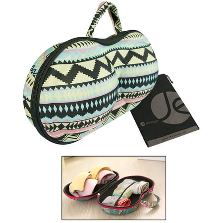 JAVOedge Aztec Pattern Travel Bra Storage Case with Zipper Closure and Bonus Multi-Purpose PVC Zipper