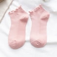 thumbnail image 2 of SOFTCCLO Womens Socks Ruffle Edge Spring Summer Thin Solid Cotton Short Socks Soft Lightweight Ankle Socks for Women Pink One Size, 2 of 4