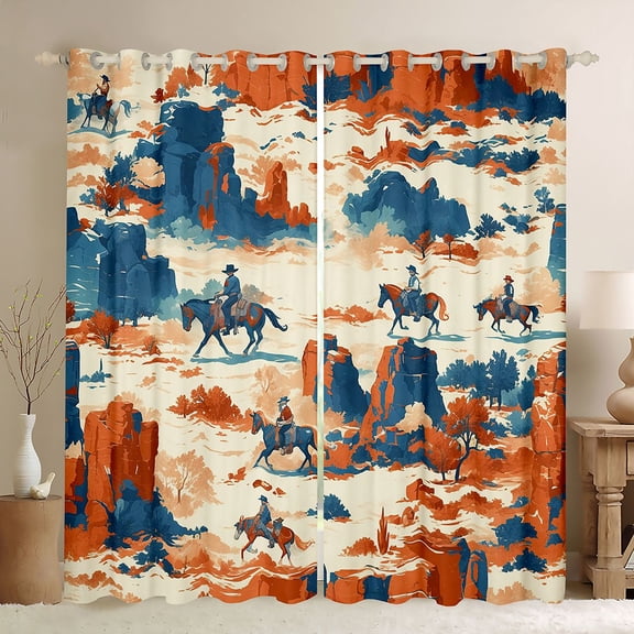 Castle Fairy Western Cowboy Curtains Pack of 2 (42x84 Each) for Female Women,Exotic Style Curtains Blackout,Vintage Aesthetic Bedroom Curtains,Microfiber Bedroom Decor
