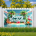 thumbnail image 5 of Tropical Flowers Birthday Party Hawaiian Banner Colorful Foliage Flamingo Decoration for Beach Celebration Summer Event Outdoor Party, 5 of 7
