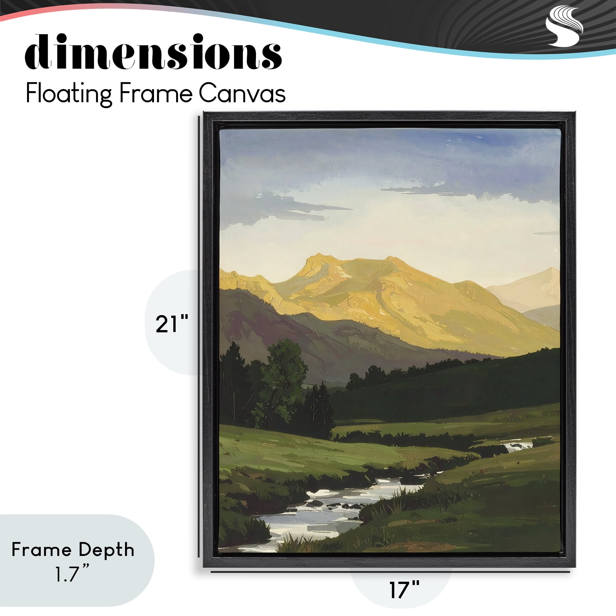Stupell Industries Mountain Across The Valley Black Framed Floater Canvas Wall Art, design by Alonza Saunders