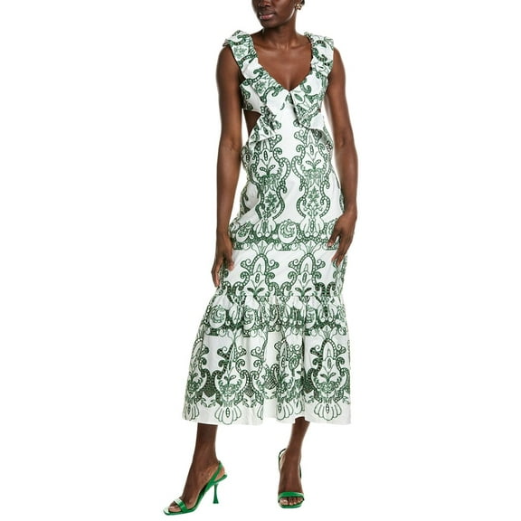 IPPONELLI womens  Broderie Midi Dress, l, Green