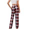thumbnail image 4 of Innerwin Palazzo Pants Wide Leg Ladies Pajamas Bottoms Holiday Drawstring Lounge Wine Red L, 4 of 6
