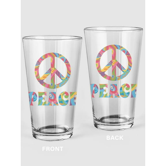 Peace Symbol Pint Glass -SPIdeals Designs, 16 oz Transparent Glass
