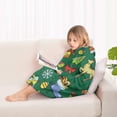 thumbnail image 4 of Green Christmas Santa and Snowman Pattern Blanket Hoodies for Kids 6-13YR Oversize Wearable Blanket Hoodies for Boys Girls Teens, 4 of 7