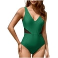 thumbnail image 1 of FRSASU Womens Solid Color One Piece Swimsuits Athletic Training Swimwear Slim Fit Surfing Bathing Suits Green S(S), 1 of 8