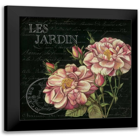 Poloson, Kimberly 12x12 Black Modern Framed Museum Art Print Titled - Les Jardin Roses Sq.