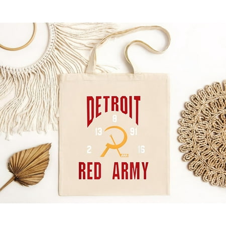 vintage NEW LIMITED Detroit Red Army Russian 5 Hockey Fan Tote Bag-TH20874