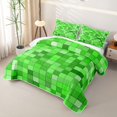 thumbnail image 3 of Meiyoeat Bright Green Pixelated Miners Bed Spread Queen,Simple Square Tile Print Queen Coverlet Set, 3 of 7