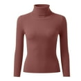 thumbnail image 3 of Women Casual Solid Color Bottoming Shirt Slim High Collar Knitted Long Sleeved Top Long Sleeve Running Shirts Turtle Neck Long Sleeve Shirt Women Womens Long Sleeve Spandex T Shirt Women Compression, 3 of 4