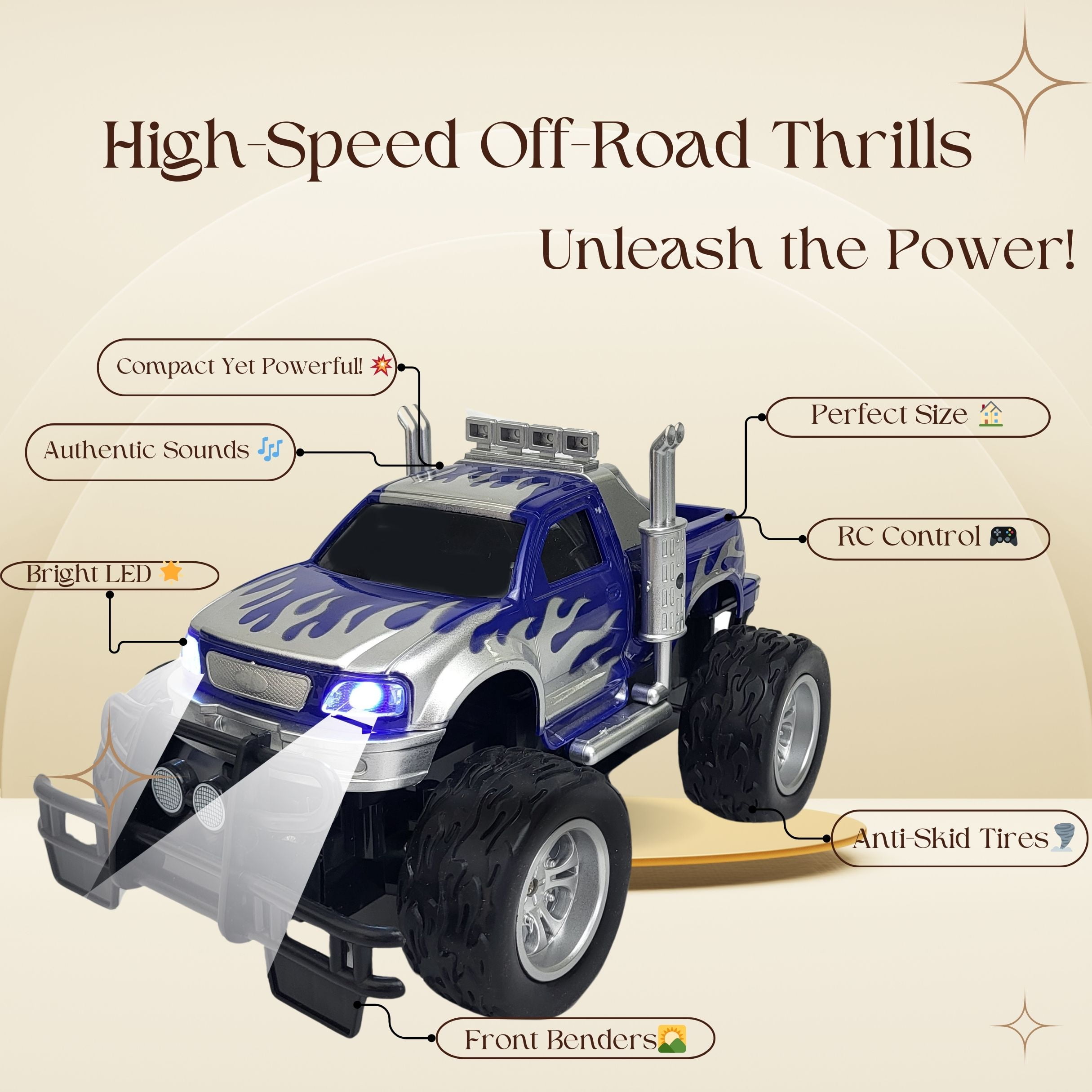 BLUE BLOCK Remote Control Full Function Extreme Flame Monster Truck