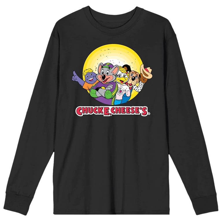 Chuck E. Cheese Mascot Group Shot Crew Neck Long Sleeve Unisex