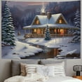 thumbnail image 2 of ONETECH Snow Cabin Stream Tapestry Home Decor Wall Hanging Dormitory Decoration 40x30inch, 2 of 6
