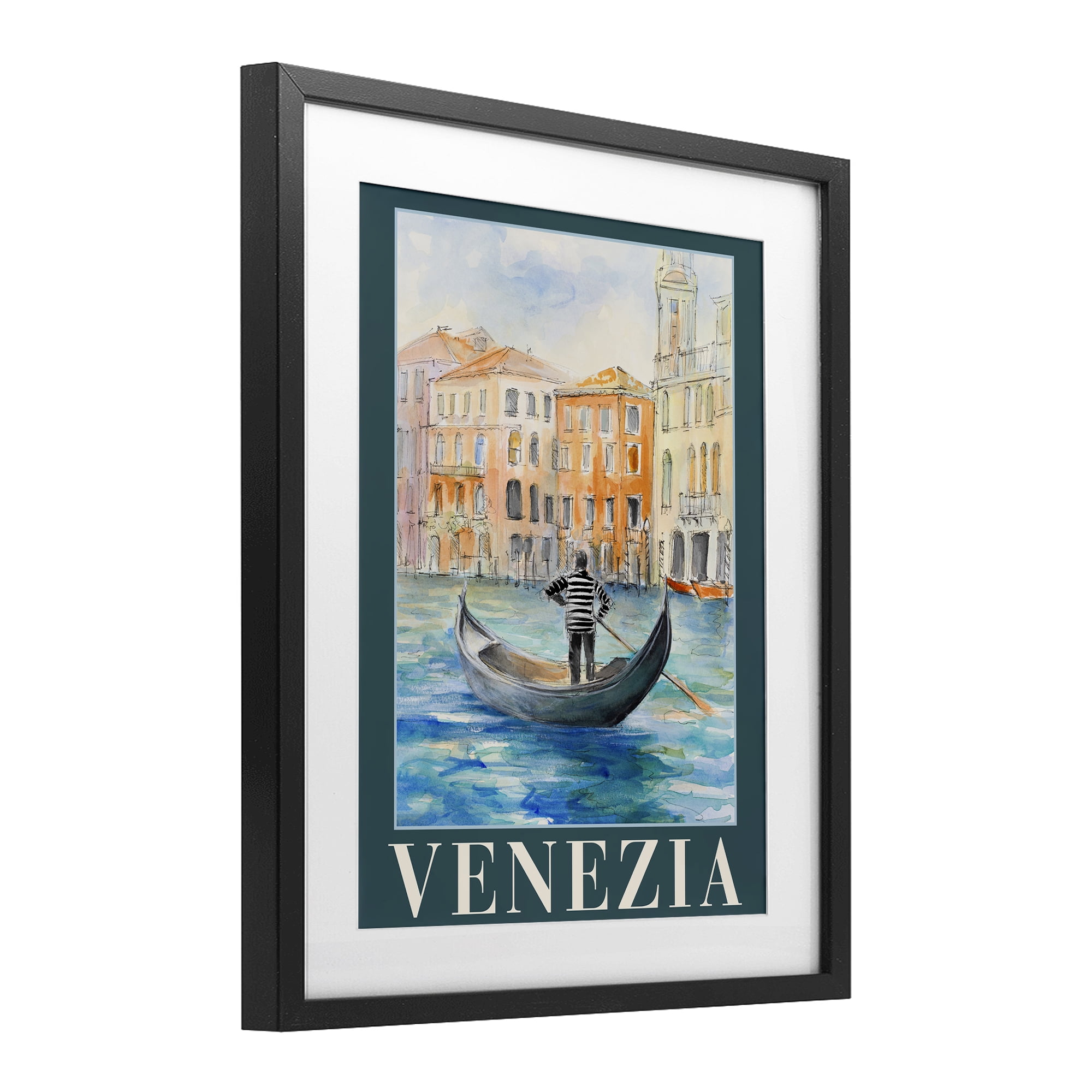 Stupell Industries Venezia Gondola View Black Framed Print Under Glass, design by Lanie Loreth