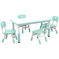 thumbnail image 1 of Qaba Ensemble Table pour Enfants et 4 Chaises à Hauteur Réglable, Vert, 1 of 9