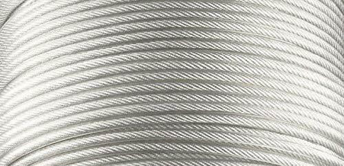 7 x 19 Clear PVC Galvanized Aircraft Cable Wire Rope 1/8" to 3/16" 250 ft 