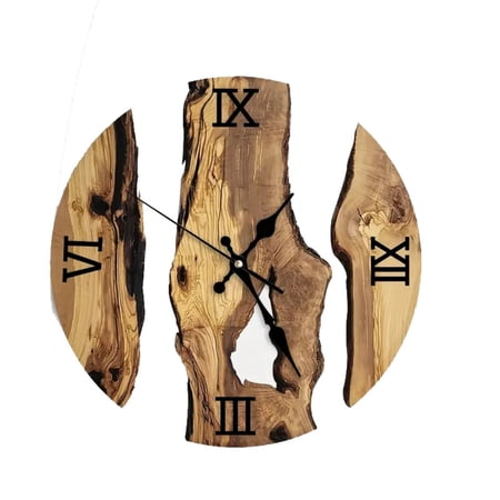 Vintage Country Styles Quiet Wall Clock 30cm Wood Grains and Clear Tempering Glass Wall Hanging Clock for Home Setting