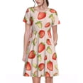thumbnail image 1 of Balery Strawberries Vestidos sueltos de manga corta para mujer, vestidos de verano 2025, vestidos casuales de corte A con vuelo., 1 of 6