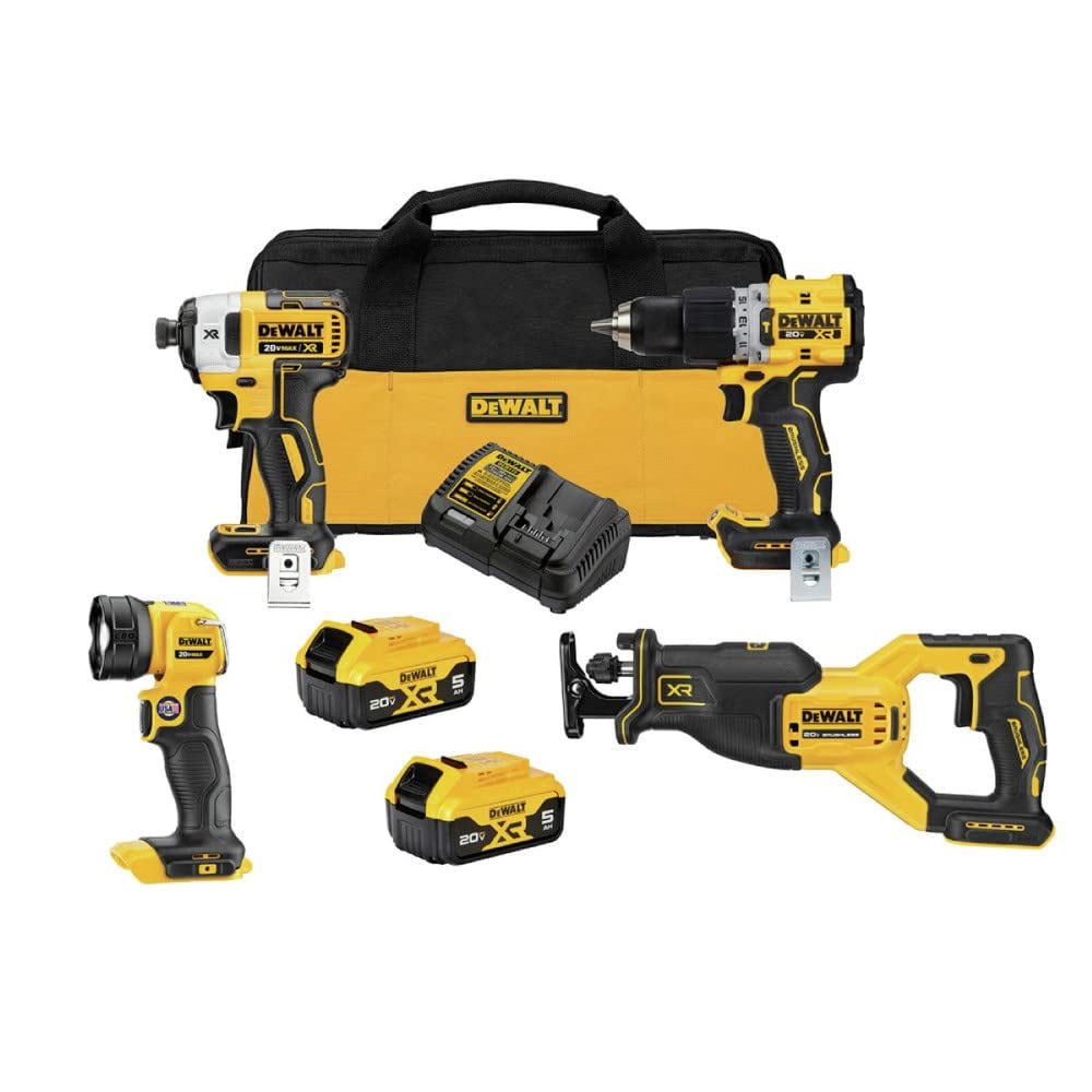 Dewalt DCK449P2 20V MAX XR Brushless Lithium Ion 4 Tool Combo Kit with 2 Batteries Walmart
