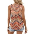 thumbnail image 5 of JTZGDY Tank Tops for Women Cute Summer Floral Print Sleeveless Ruched Pleated Keyhole Cutout Tunic Blouse Trendy Cozy Graphic Cami Shirts Orange#01 M, 5 of 7