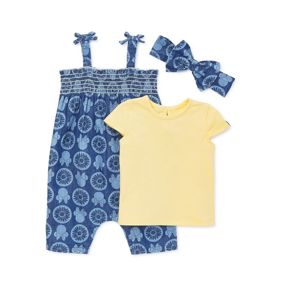 Minnie Mouse Baby Girls Romper Set, 3-Piece, Sizes 0-24 Months