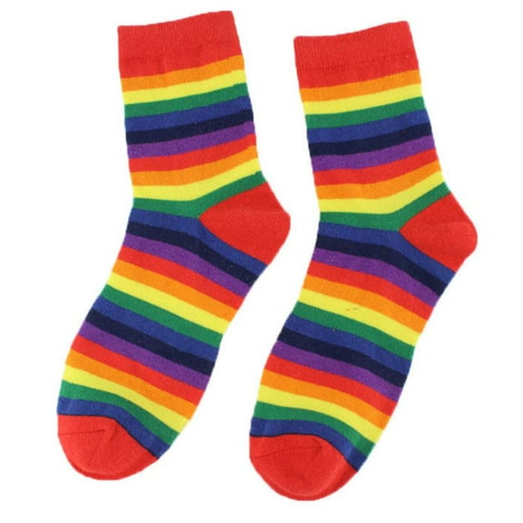 (1 pair) Medium tube Rainbow socks ice Cream-Red Rainbow