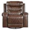 thumbnail image 2 of Paul 38 Inch Manual Swivel Glider Recliner Chair, Brown Faux Leather, 2 of 6