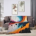 thumbnail image 6 of DouZhe Ultra-Soft Micro Fleece Lightweight Flannel Bed Blanket, Fractal Blaze Texture Print Cozy Warm Throw Blankets, 50"x40", 6 of 7