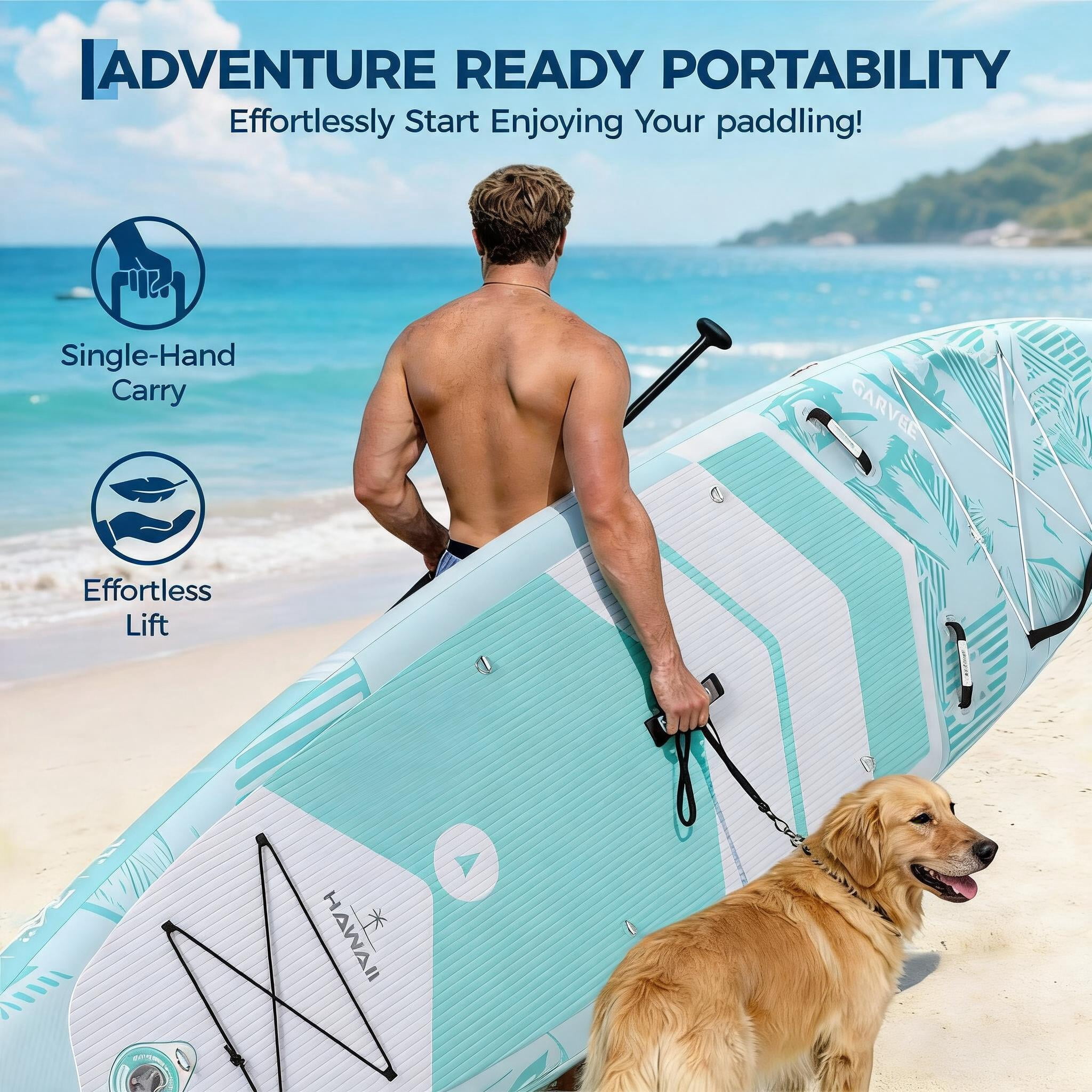 10'7" x 32" x 6" Inflatable Stand Up Paddle Board with Wide Stable Design for All Skill Levels, 450LB High Weight Capacity for Beginners, Large Paddle with Camera Mount
