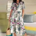 thumbnail image 1 of Vestido Vintage Vestido bohemio de mujer Estilo étnico Algodón Lino Vestido grande con columpio (Púrpura XXL) Cgtredaw Para estrenar, 1 of 1