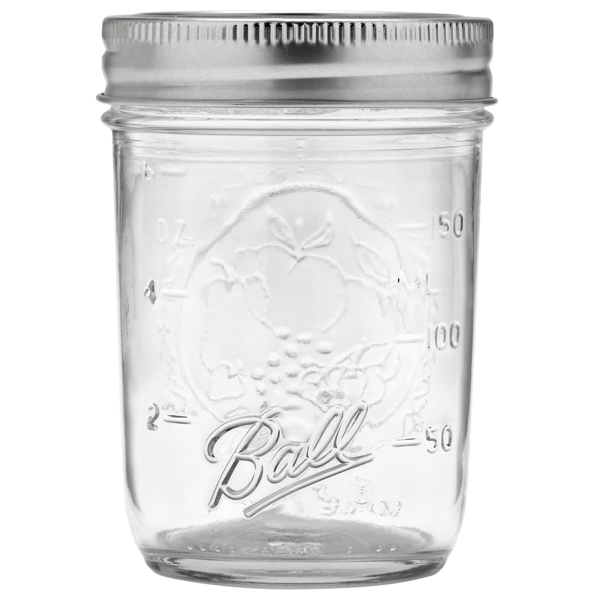 Ball Regular Mouth Glass Canning Half Pint Mason Jars W/ Lids, 8 Ounce
