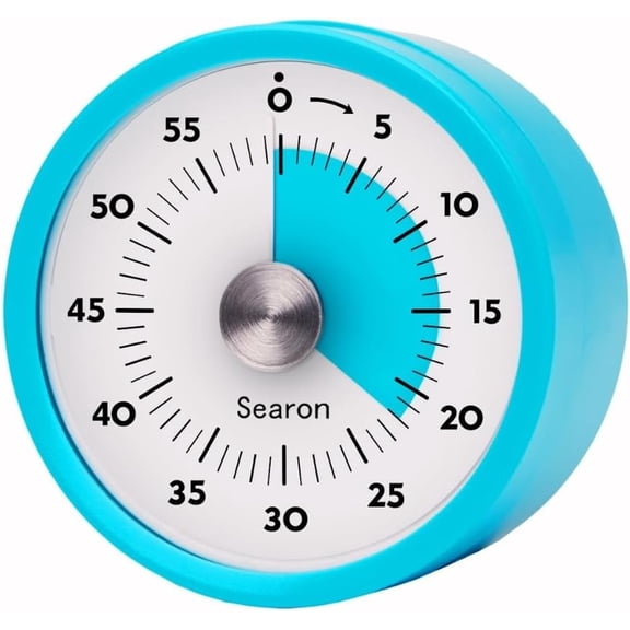 Magnetic Visual Timer, Quiet Dial Timer with LED Alert, Easy Time Management for Kitchen & Kids, Compact 3.15 Inch (Blue)