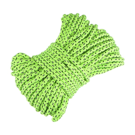 Uxcell 4mm 65.62ft Polyester Fluorescent Reflective Tent Rope Cord Green for Camping
