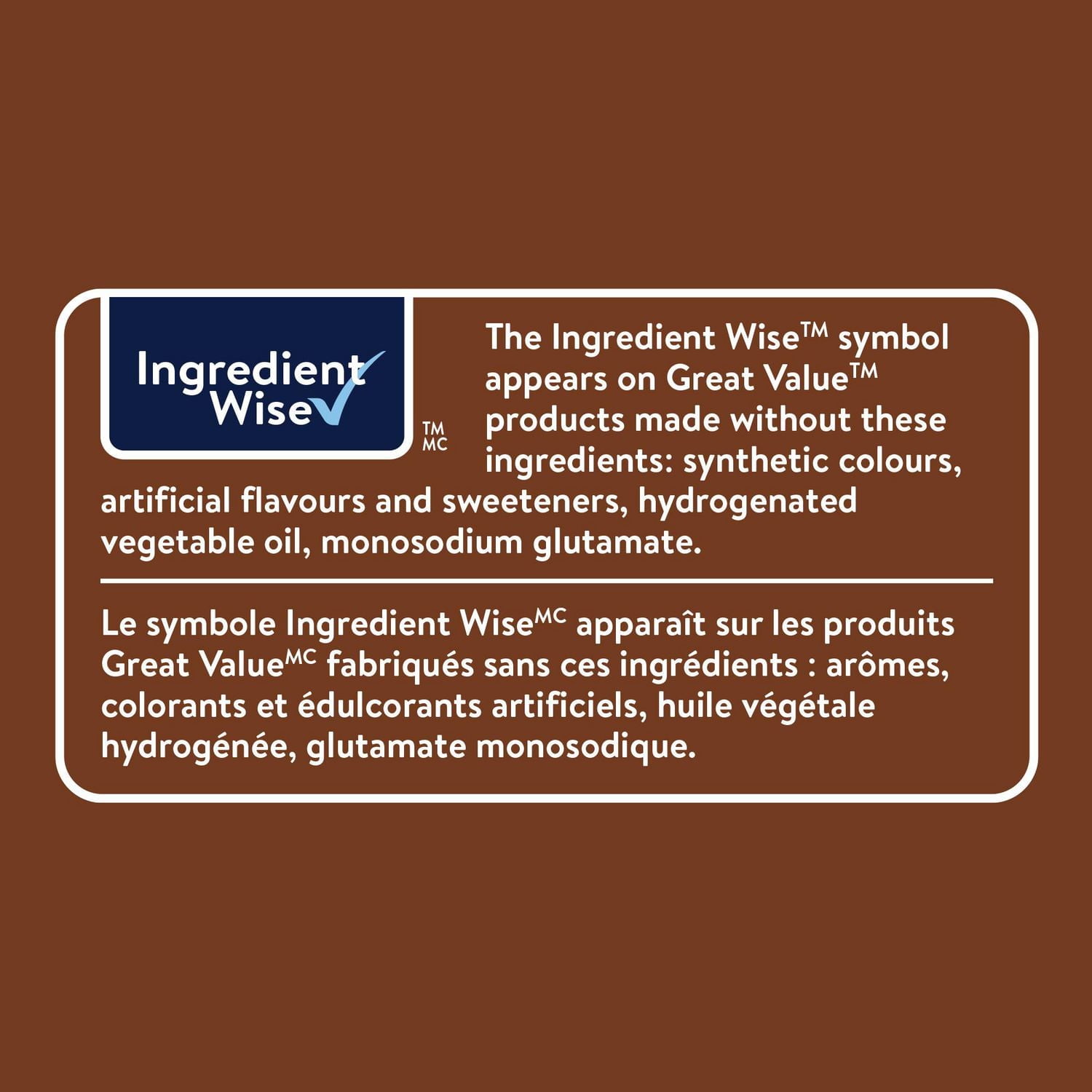 Chocolat noir de Great Value 100g