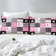 thumbnail image 4 of Baseball Queen Sheets Girly Pink Sports Bed Sheets, Ball Games Buffalo Fitted Sheet Black White Grey Bed Set, Geometric Stripe Bedding Baseball Athlete Room Decor (Deep Pocket), 4 of 5