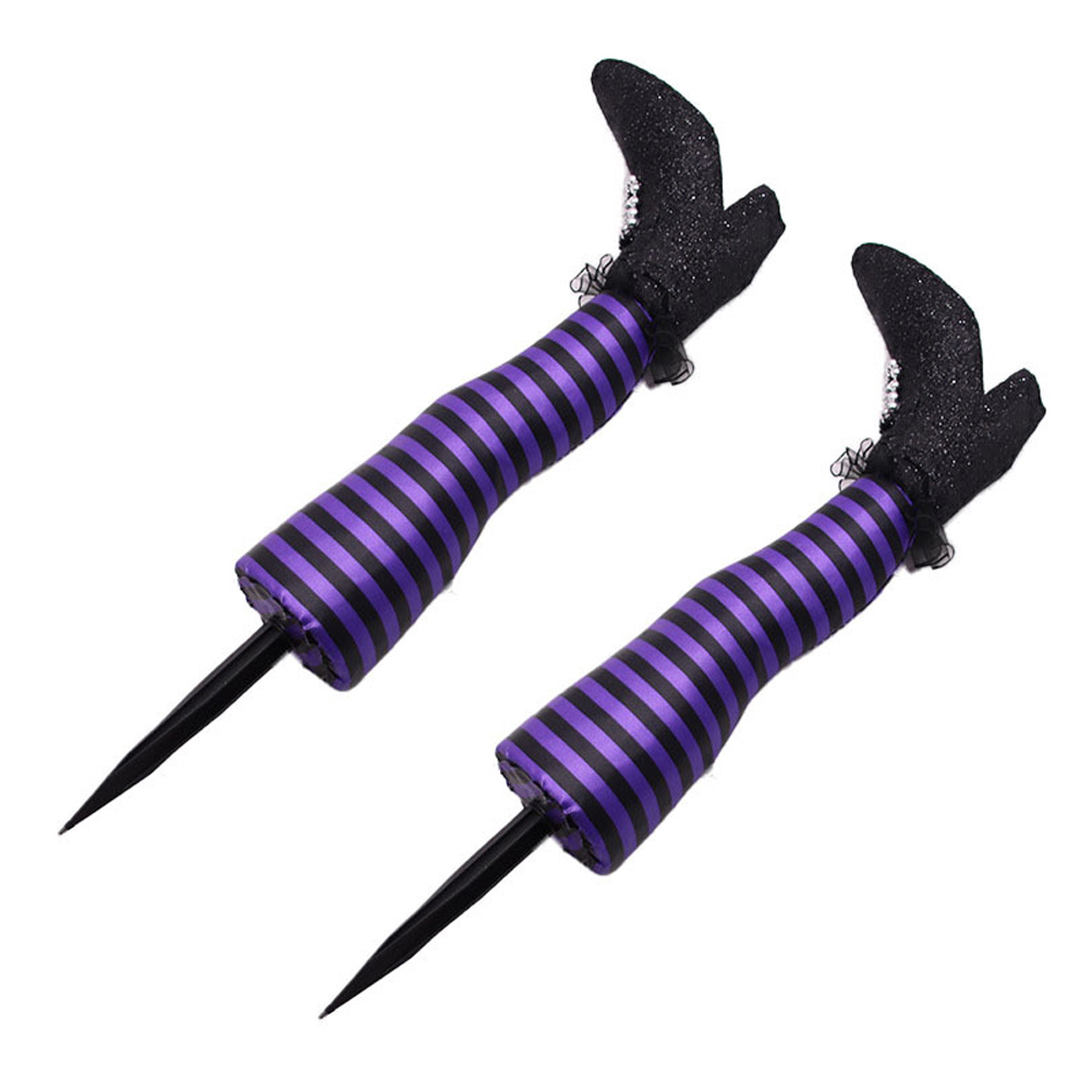2PCS Halloween Witch Leg Yard Stakes Witch Leg Boots Garden Stake for